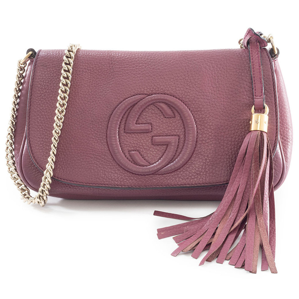 Gucci bag chain shoulder Soho leather purple GG